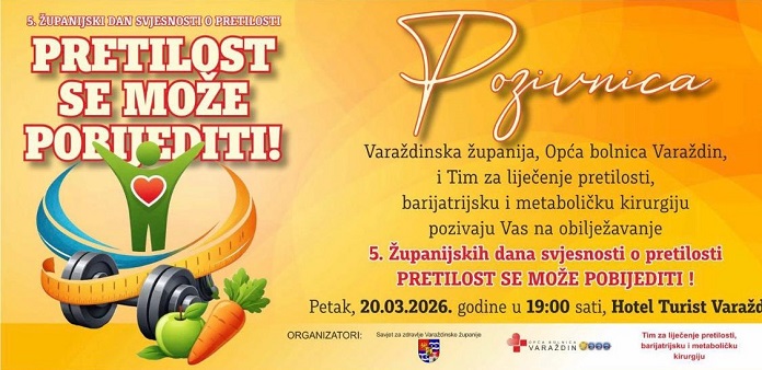 Pozivnica za 5. Županijski dan svjesnosti o pretilosti u Varaždinu 20. ožujka 2026
